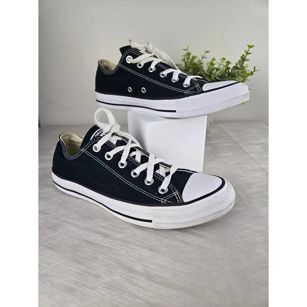 Classic Low-Top Canvas Sneakers - Black - Picture 1 of 12